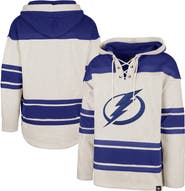 '47 Men's '47 Oatmeal Tampa Bay Lightning Rockaway Lace-Up Pullover Hoodie