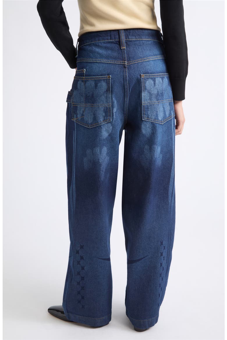 Laser Engraved Baggy Wide Leg Jeans, Alternate, color, DARK BLUE
