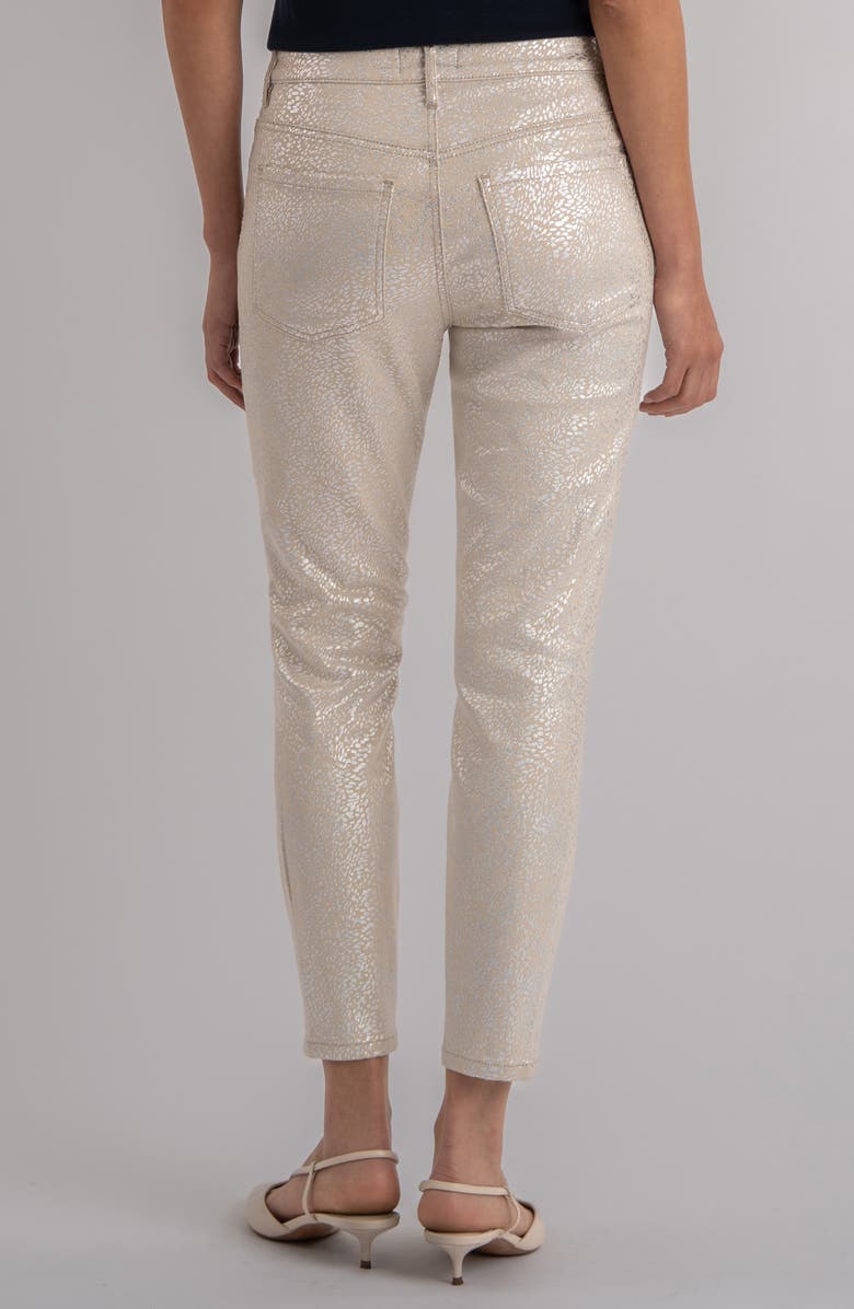 KUT from the Kloth Charlize Metallic Coated High Waist Ankle Cigarette Jeans, Alternate, color, Cream/ Silver