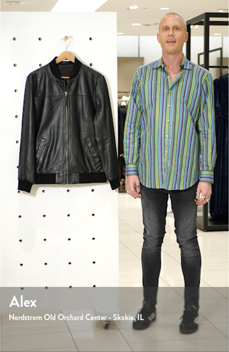 Lambskin Leather Bomber Jacket, sales video thumbnail