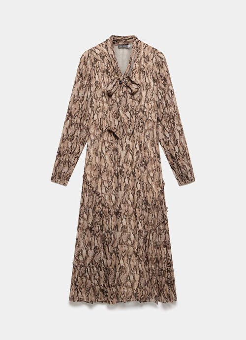 Mint Velvet Snake Print Midi Dress In Brown