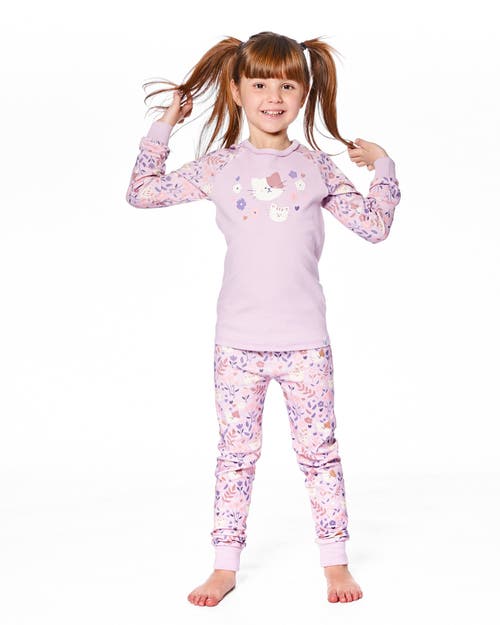 Deux Par Deux Organic Cotton Two-piece Pajamas Cat In Pink