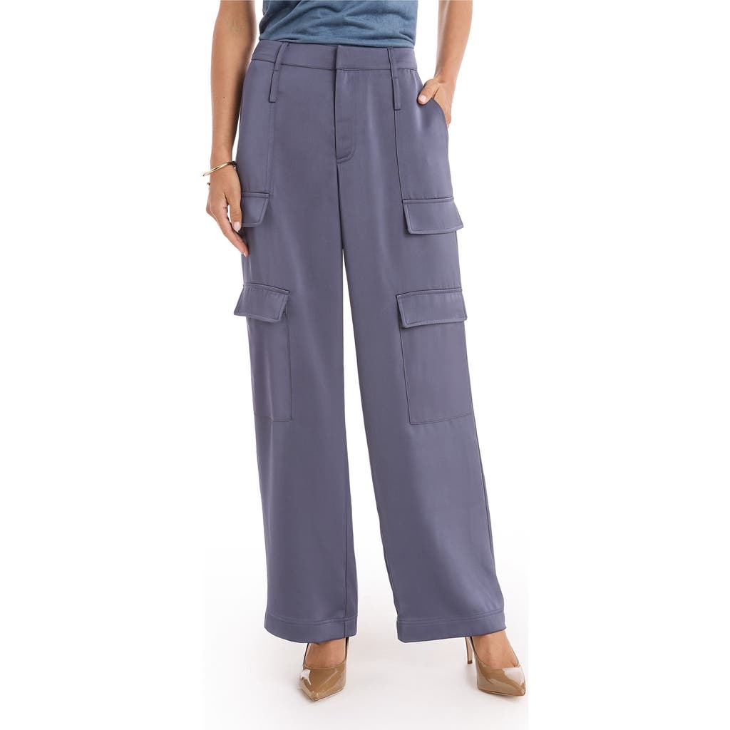 The Noli Shop Milan Satin Cargo Pant In Blue