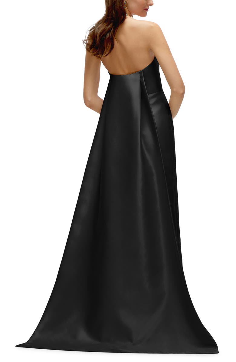 Strapless Satin Twill Column Gown with Removable Train