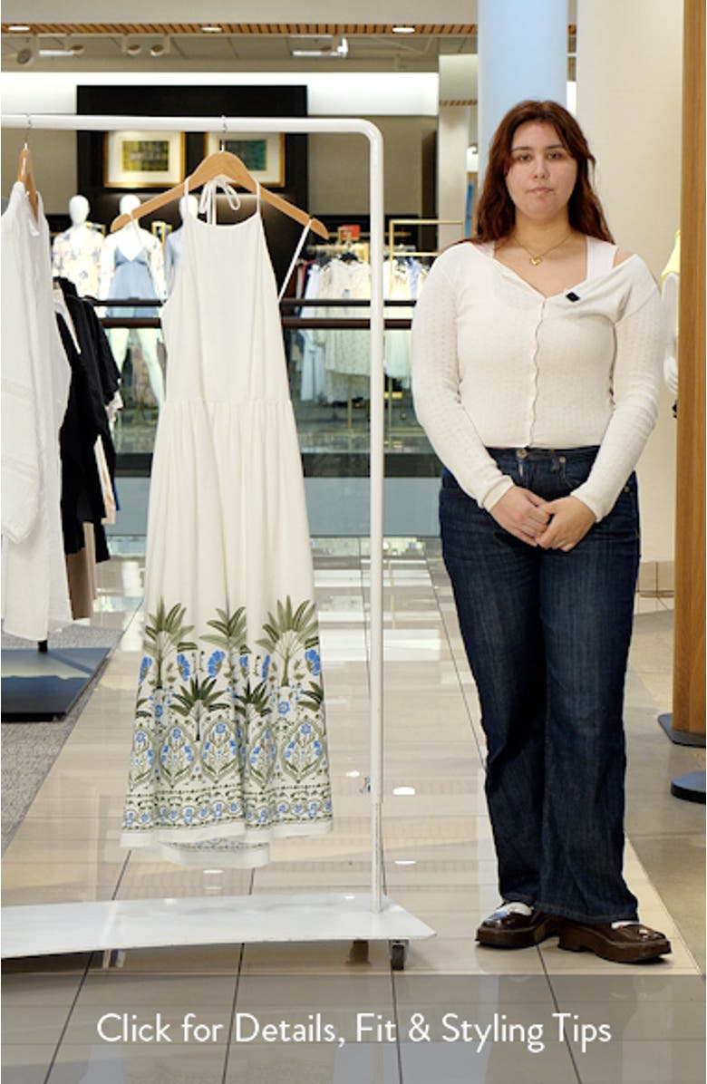 Senara Placed Print Halter Neck Dress, sales video thumbnail