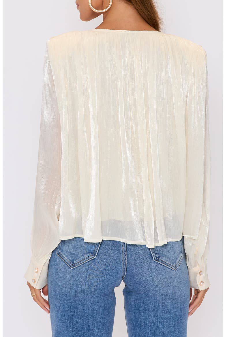 Remi Metallic Long Sleeve Woven Top, Alternate, color, CREAM