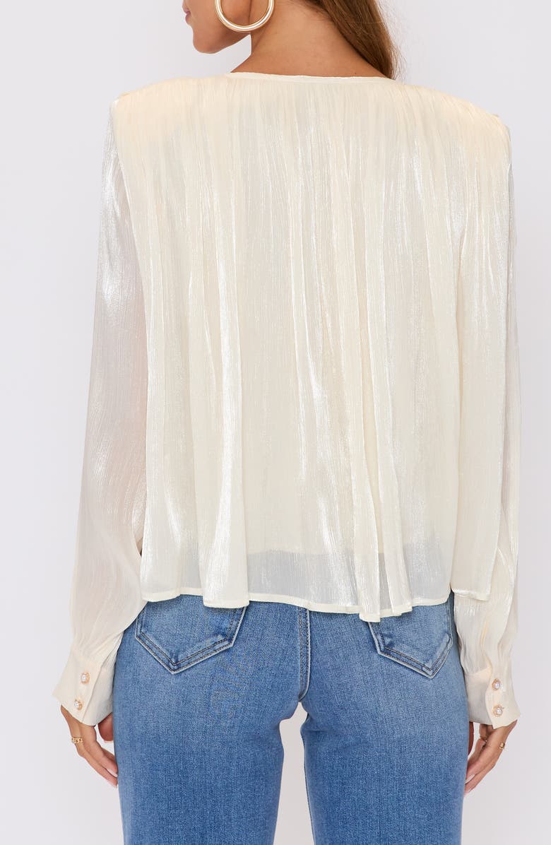 VICI Collection Remi Metallic Long Sleeve Woven Top, Alternate, color, Cream