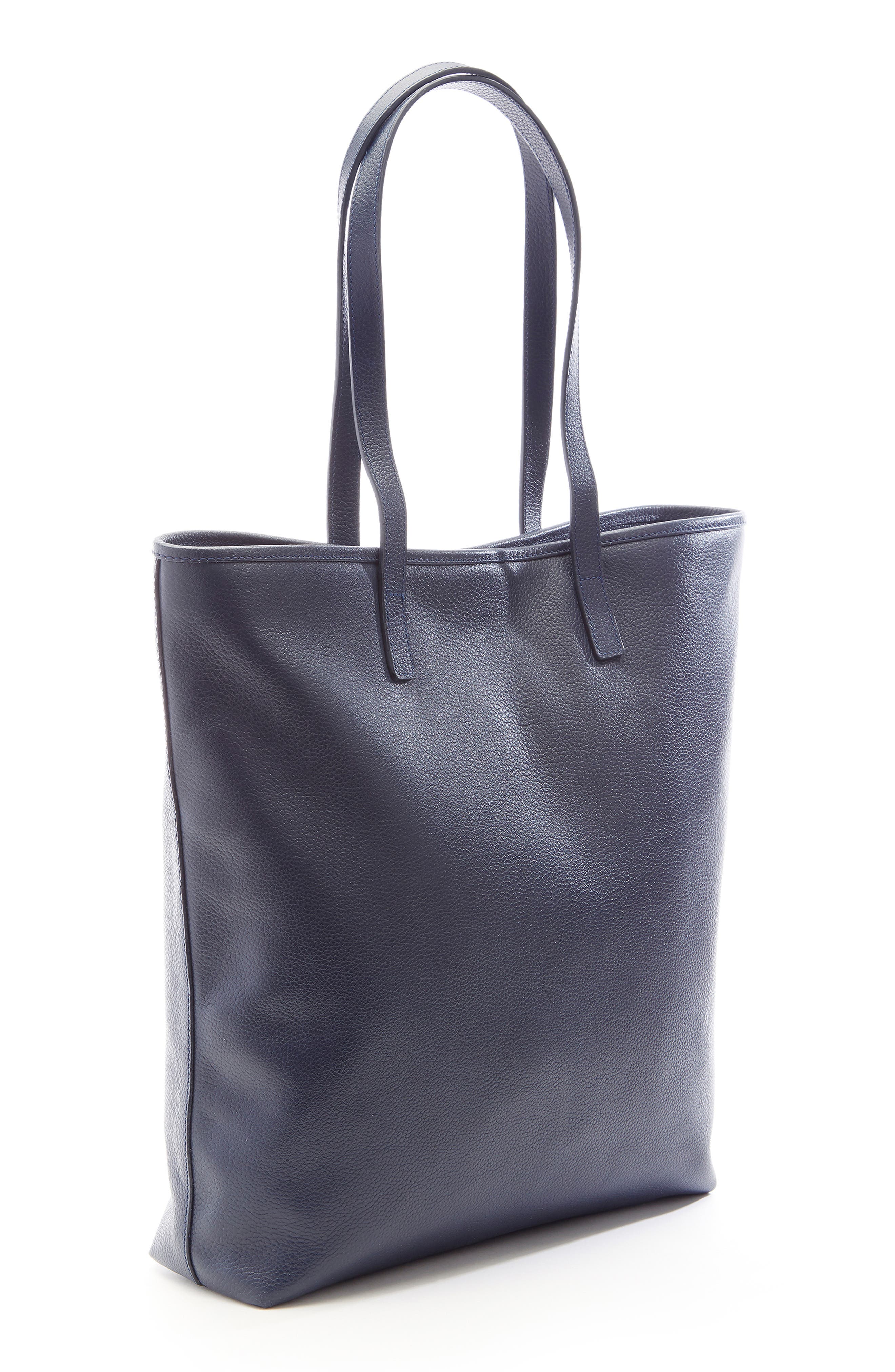 Tall Leather Tote with Wristlet, Alternate, color, NAVY BLUE