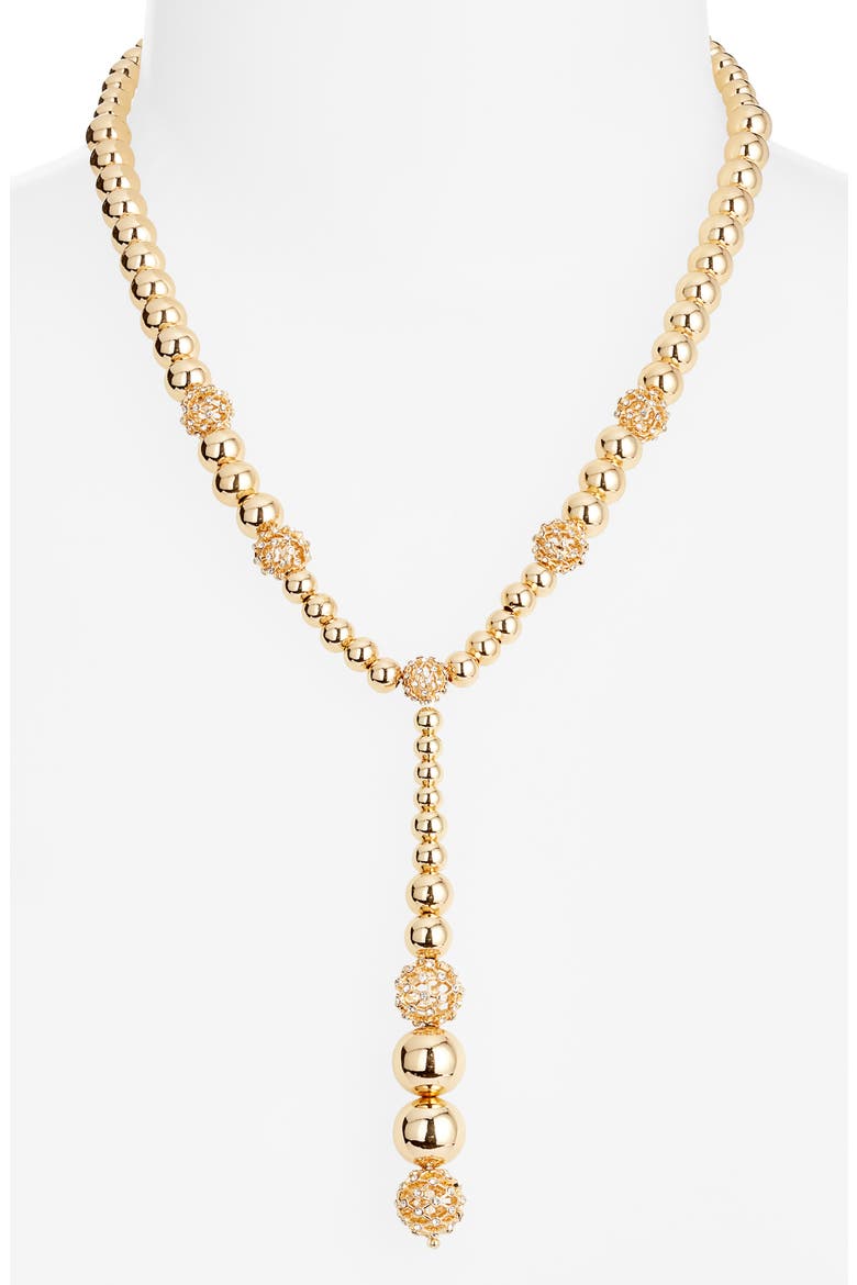 Orb Cage Y-Necklace, Alternate, color, CLEAR- GOLD