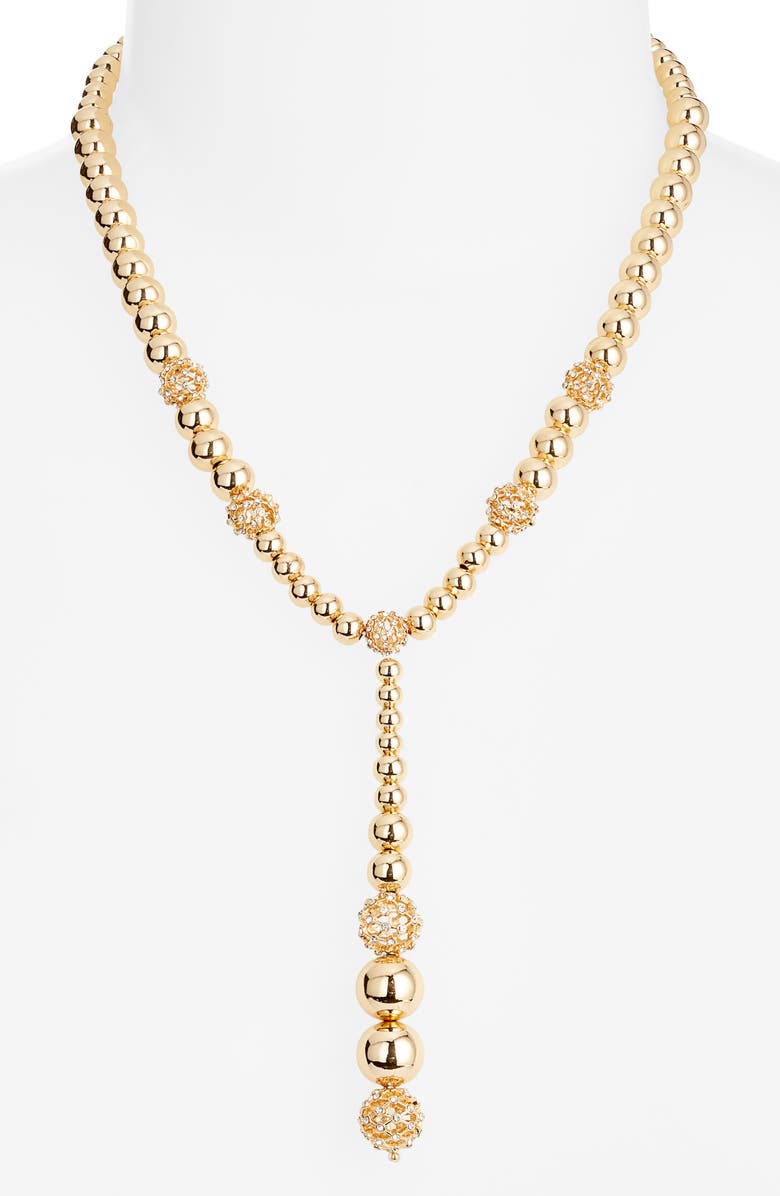 Open Edit Orb Cage Y-Necklace, Alternate, color, Clear- Gold