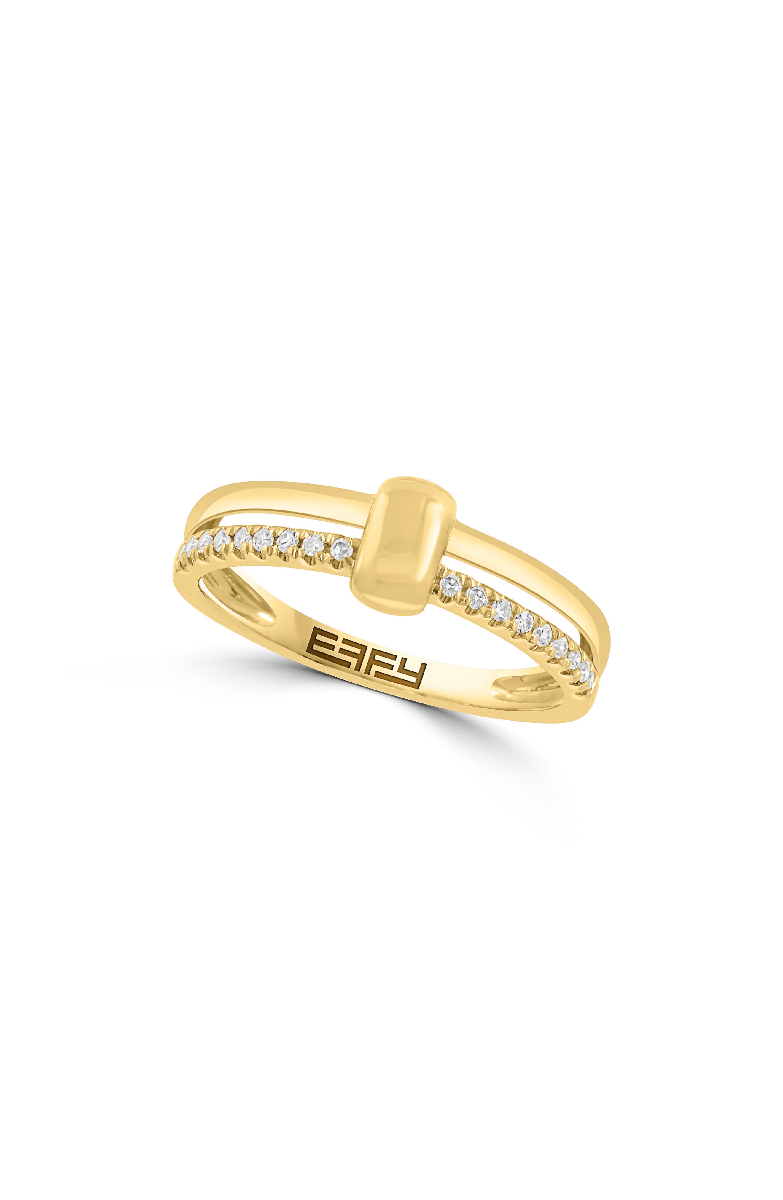 14K Gold Plated Sterling Silver Diamond Band Ring