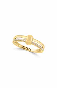 14K Gold Plated Sterling Silver Diamond Band Ring