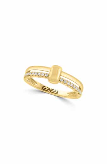 14K Gold Plated Sterling Silver Diamond Band Ring