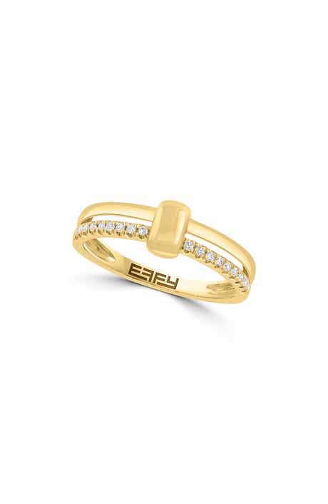 14K Gold Plated Sterling Silver Diamond Band Ring