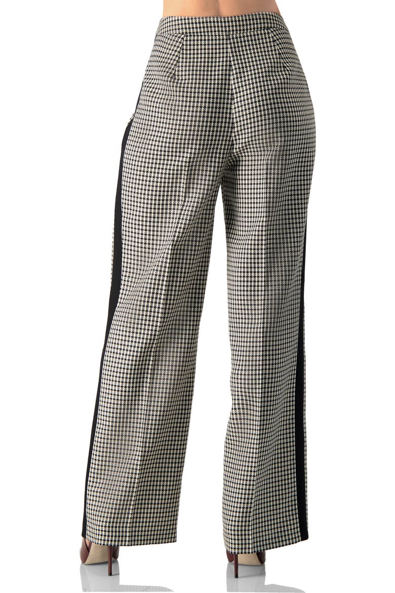 Checkered Wide-Leg Trousers With Side Stripe, Alternate, color, Black