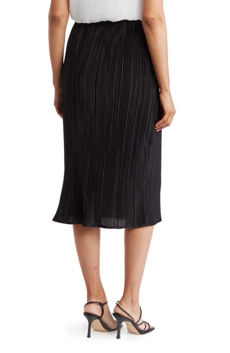 Renee C Solid Plissé Midi Skirt, Alternate, color, Black