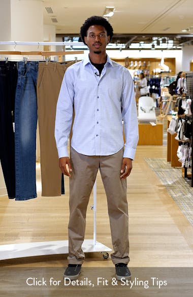 Lorenzo Uomo Trim Fit Textured Grid Cotton Dress Shirt (Men) | Nordstrom