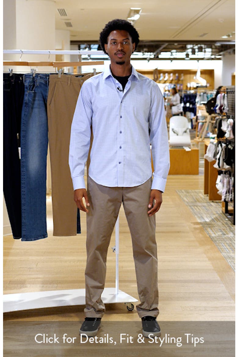 Trim Fit Textured Grid Cotton Dress Shirt video