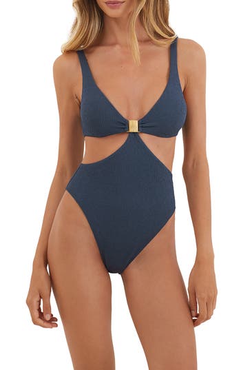 Vix Paula Hermanny Firenze Becky Cutout One-piece Swimsuit In Blue
