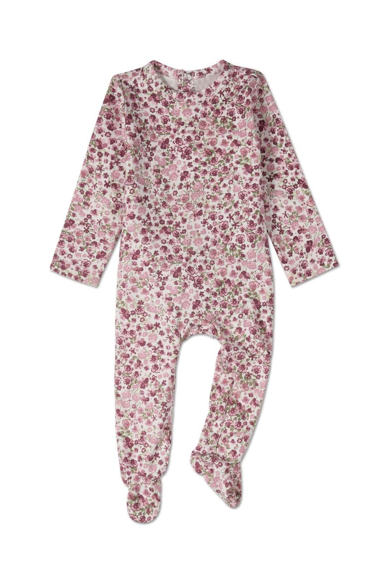 Florets Cotton Rich Floral Footie, Main, color, Pink