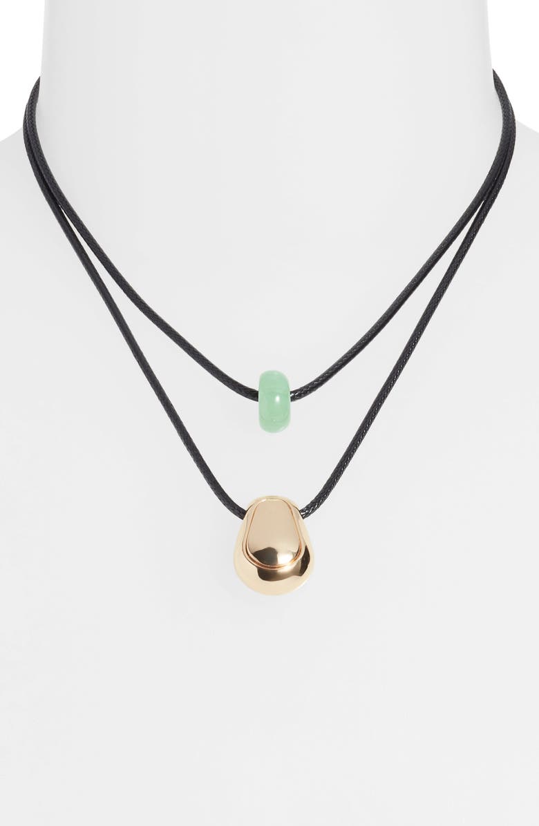 Open Edit Layered Pendant Necklace, Alternate, color, Green- Black- Gold