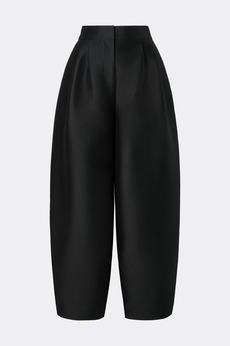 Smilla Barrel Leg Wool-Silk Trousers, Alternate, color, Black