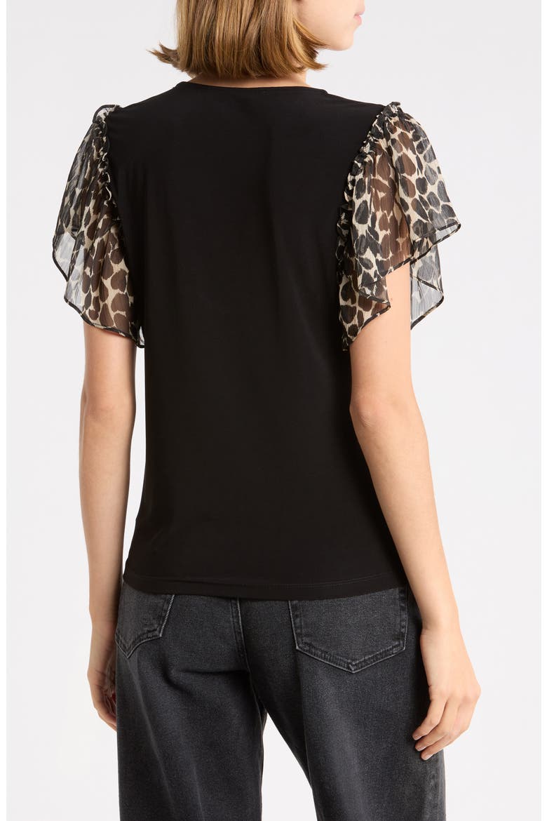Lysette Ruffled Sleeve Top, Alternate, color, BLACK / BONE FOLIAGE