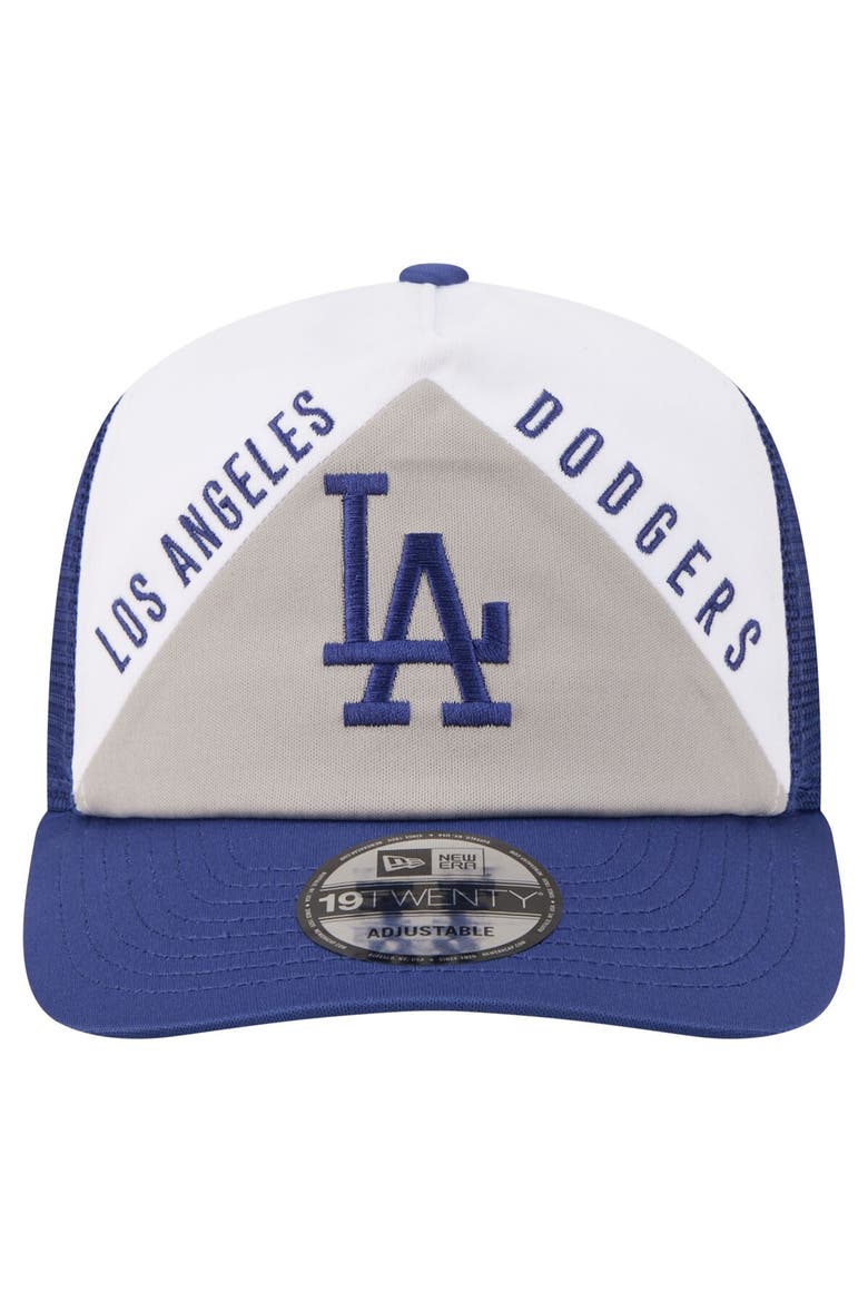 Men's New Era White/Royal Los Angeles Dodgers Retro Cut 19TWENTY Adjustable Trucker Hat, Alternate, color, White