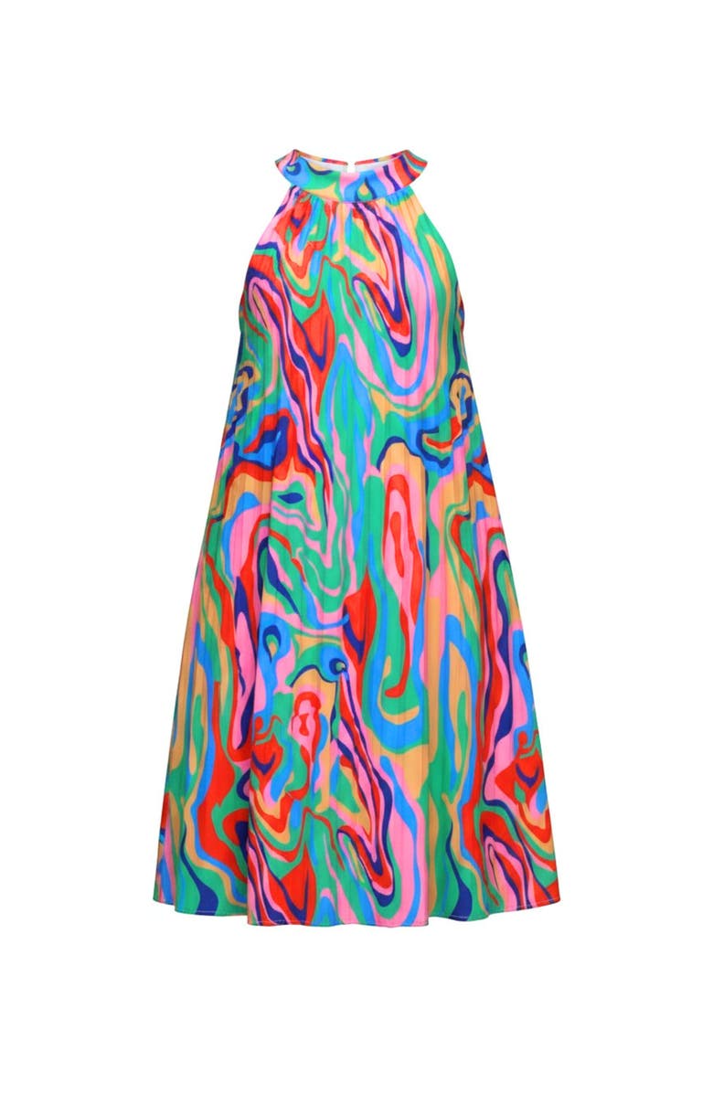 Mia Belle Girls Color Swirl Halter Swing Dress, Main, color, Blue-Green