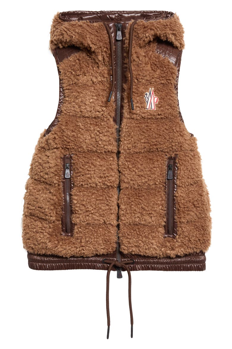 Faux Shearling Down Vest, Main, color, COCOA CREME