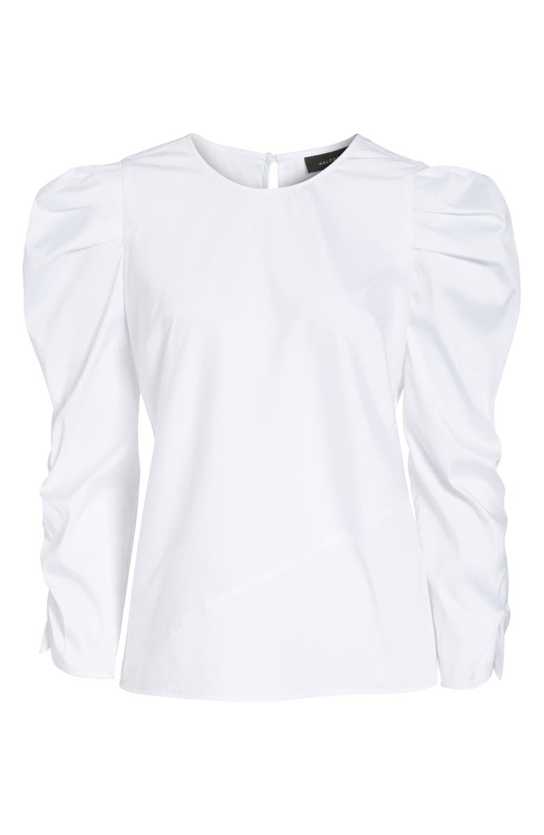 Halogen<sup>®</sup> Ruched Sleeve Poplin Top, Alternate, color,