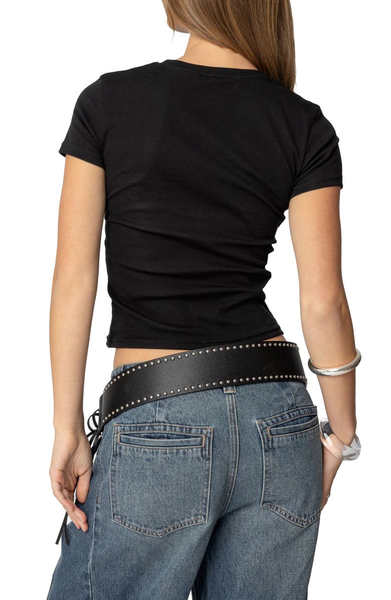 EDIKTED 73 Camo Shrunken T-Shirt, Alternate, color, Black