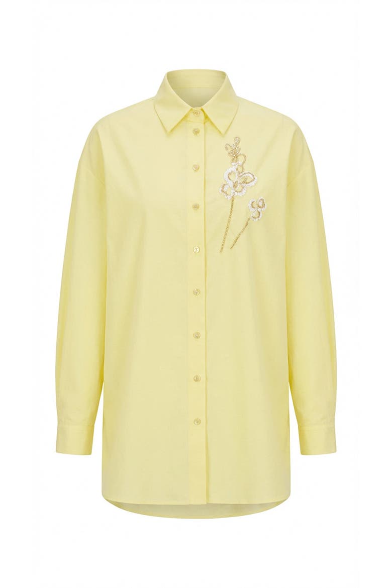 Bernetta Shirt Collar Long Sleeve Embroidered Shirt, Alternate, color, Yellow