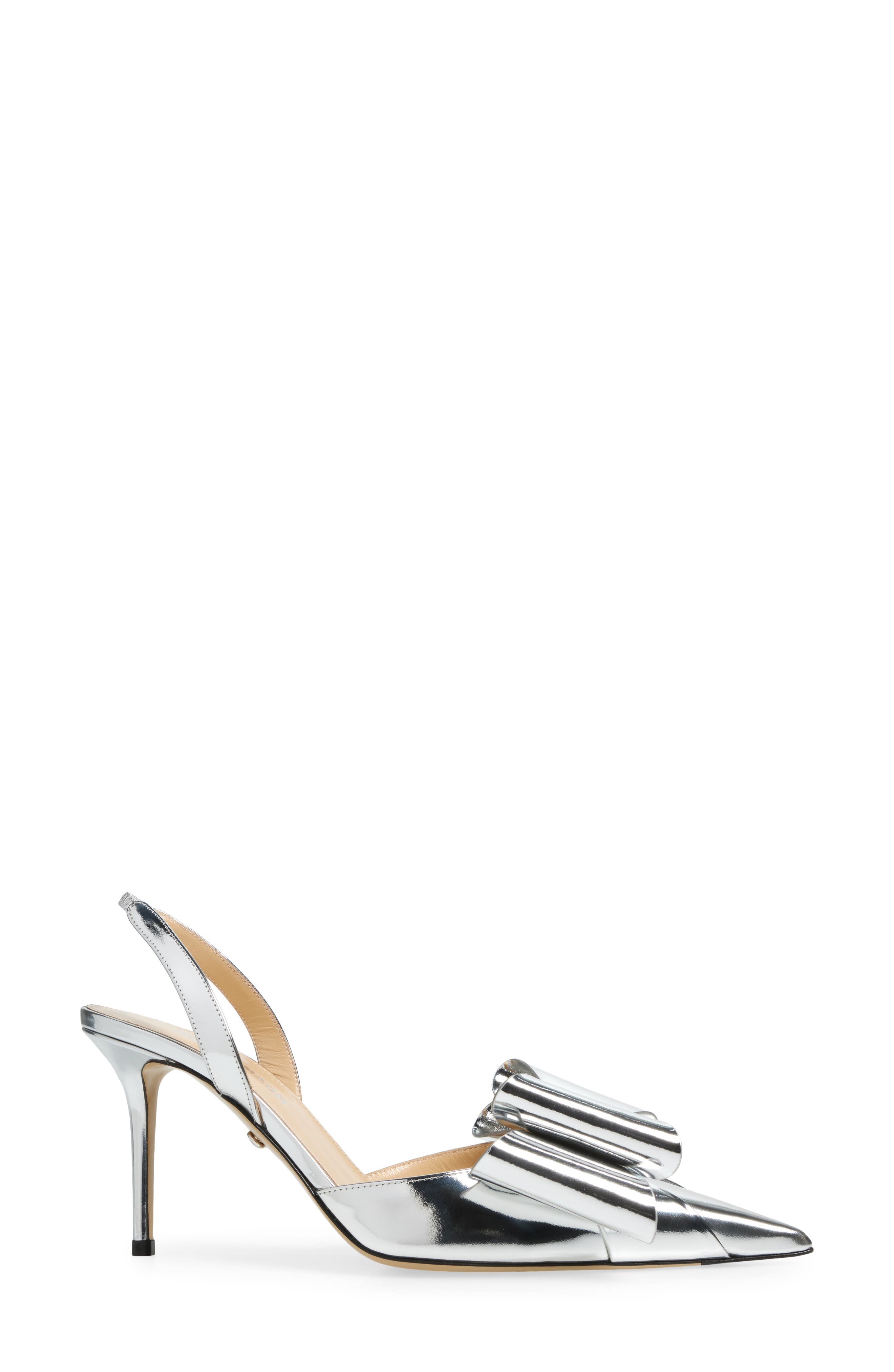 Mach & Mach Le Cadeau Bow Pointed Toe Metallic Slingback Pump, Alternate, color, 