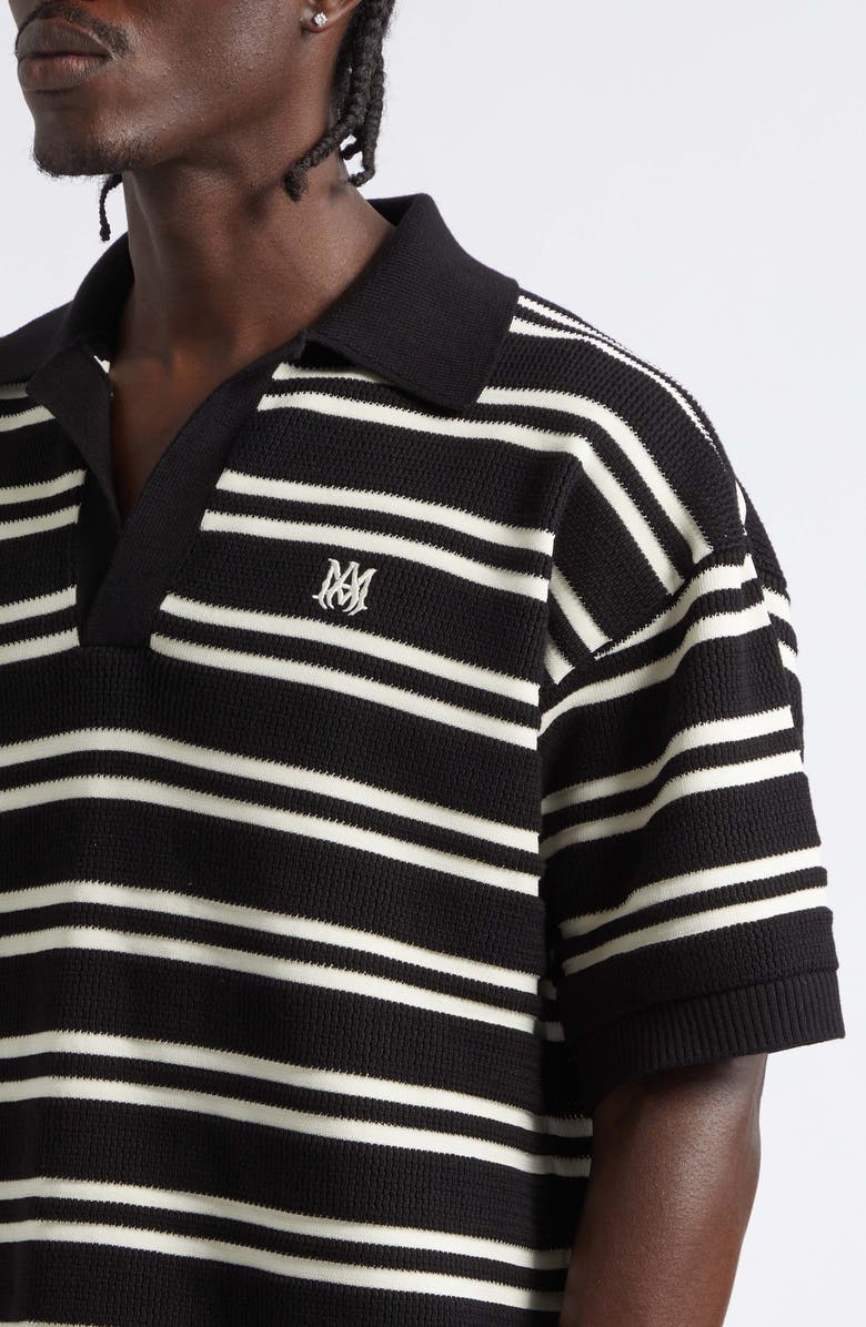 AMIRI MA Stripe Polo Sweater, Alternate, color, Black