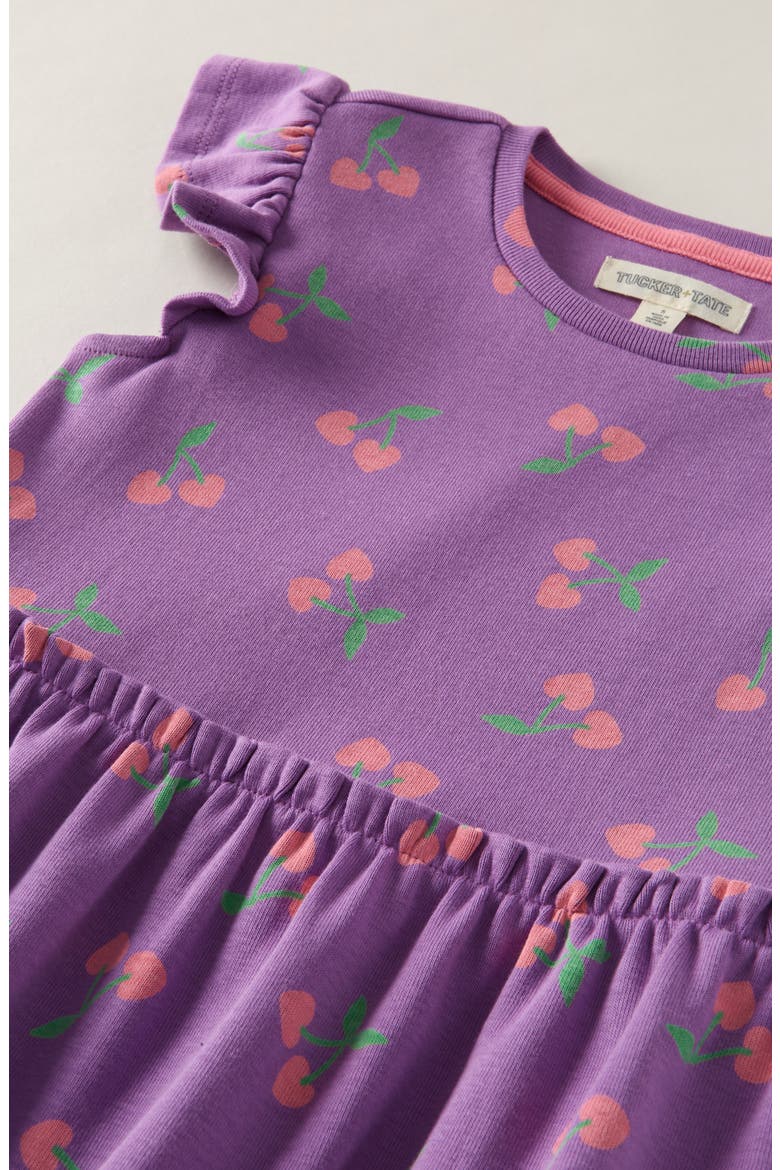 Kids' Print Cotton Dress, Alternate, color, PURPLE FOXGLOVE CHERRY HEARTS