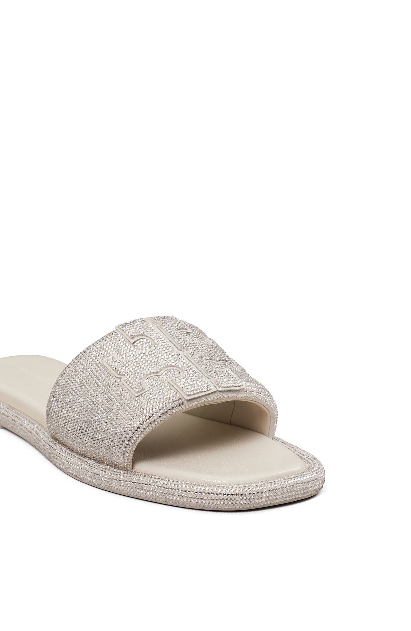 Double T Pavé Slide Sandal, Alternate, color, PEARL POWDER