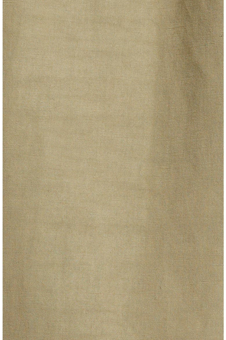 Cinched Cowl Neck Cotton & Linen Blend Midi Dress, Alternate, color, OLIVE