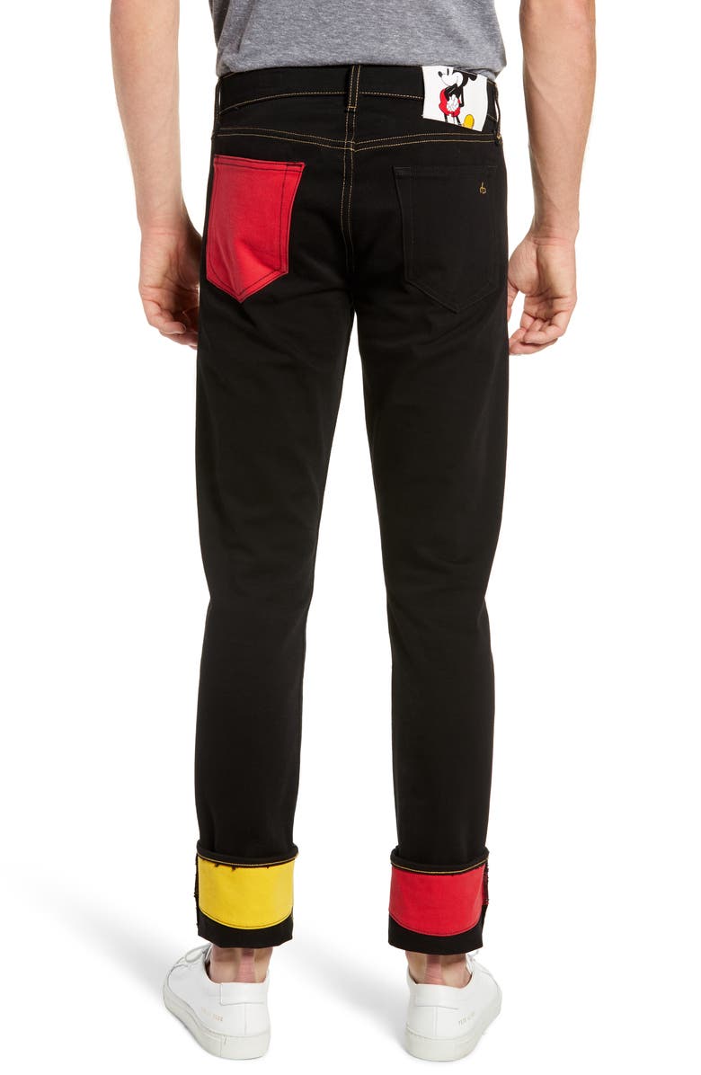 rag & bone Mickey Mouse Unisex Slim Fit Jeans, Alternate, color, 