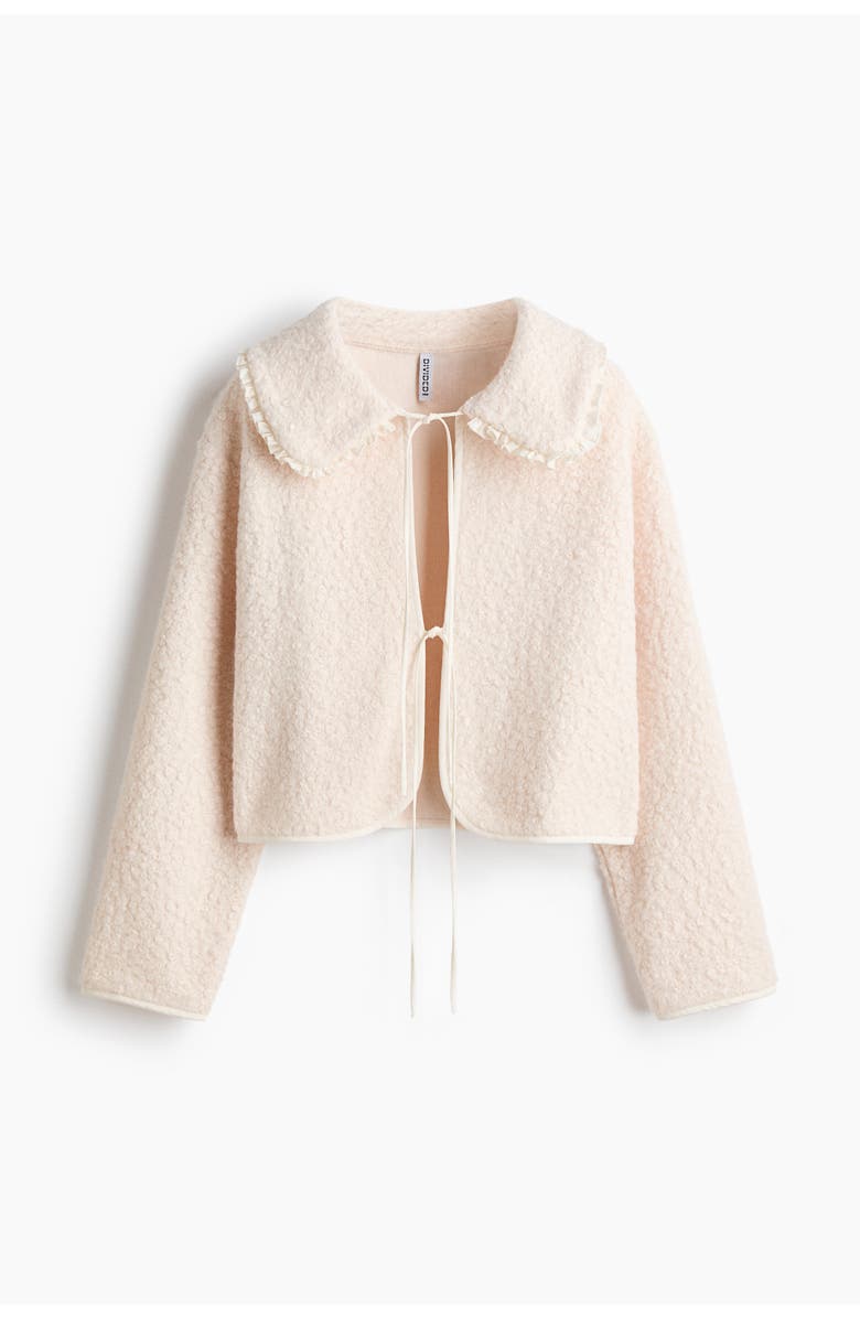 H&M Collared Bouclé Cardigan, Main, color, Cream