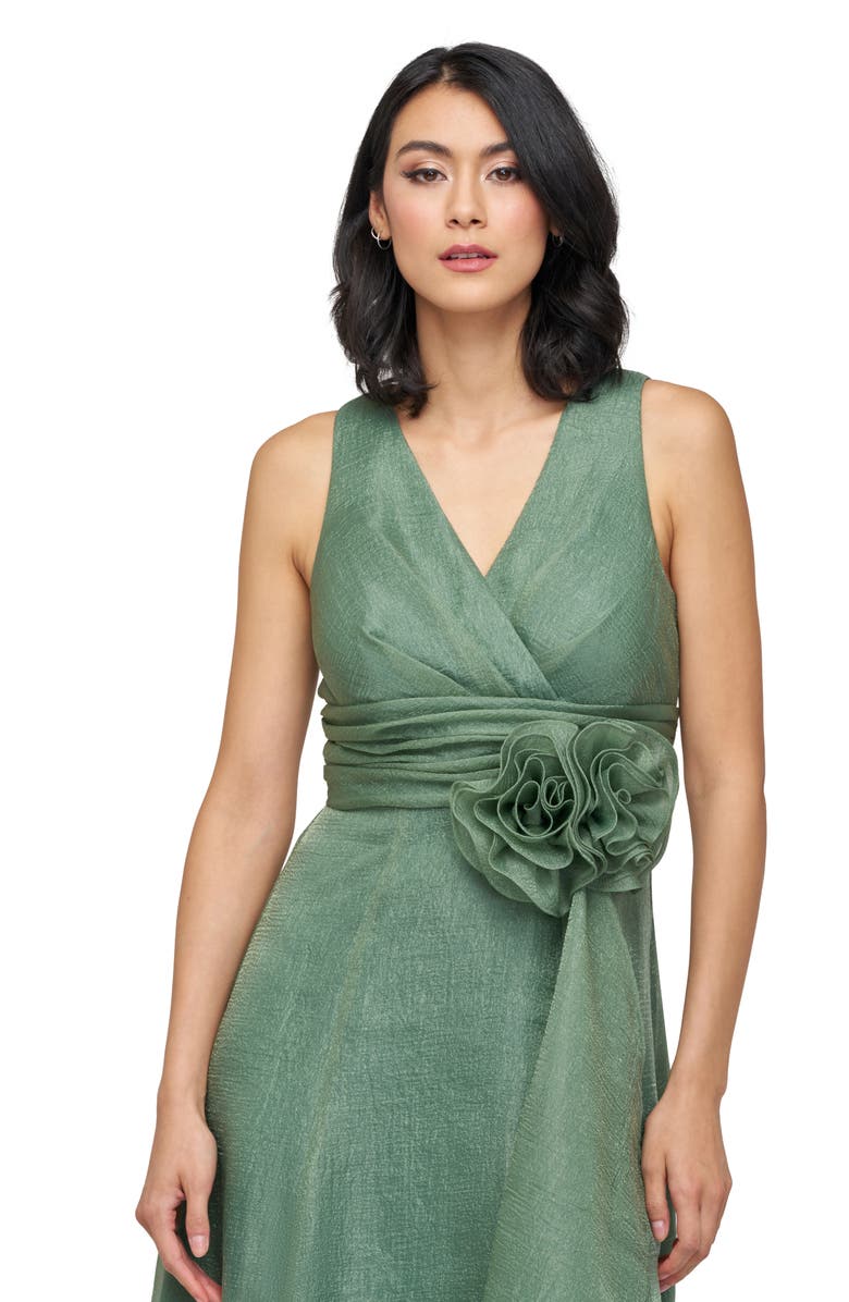 JS Collections Della Rosette Detail Sleeveless Organza Gown, Alternate, color, Mallard
