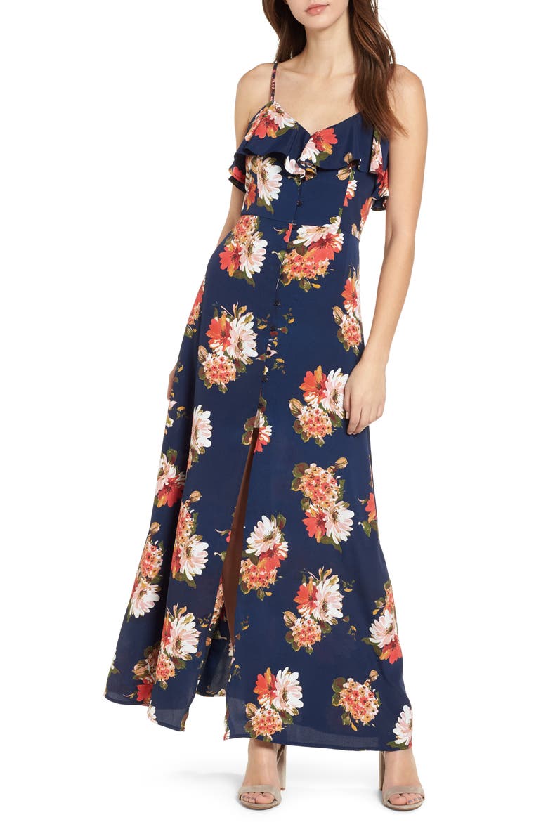 Floral Maxi Dress, Main, color, NAVY CORAL