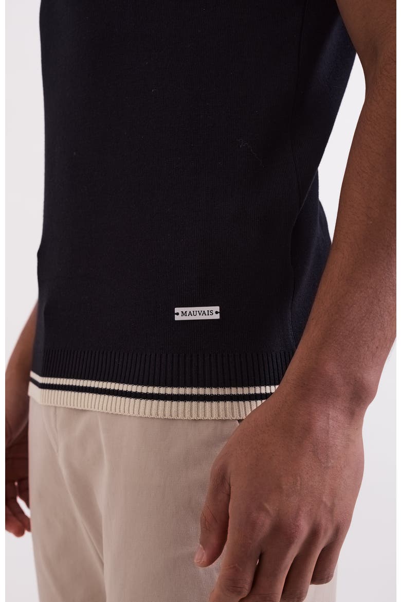 Riccio Slim Knit Tipped Tee, Alternate, color, Black