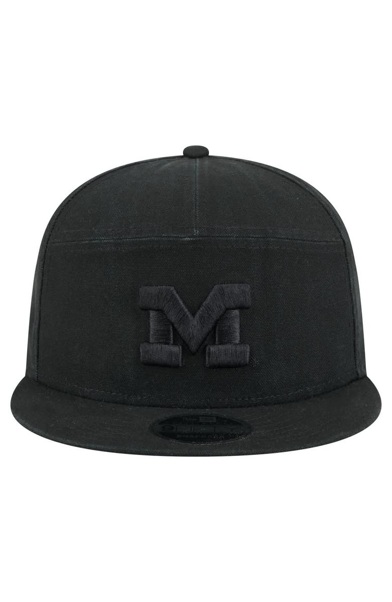New Era Men's New Era Black Michigan Wolverines Adventure Canvas Split Panel 9FIFTY Snapback Hat, Alternate, color,
