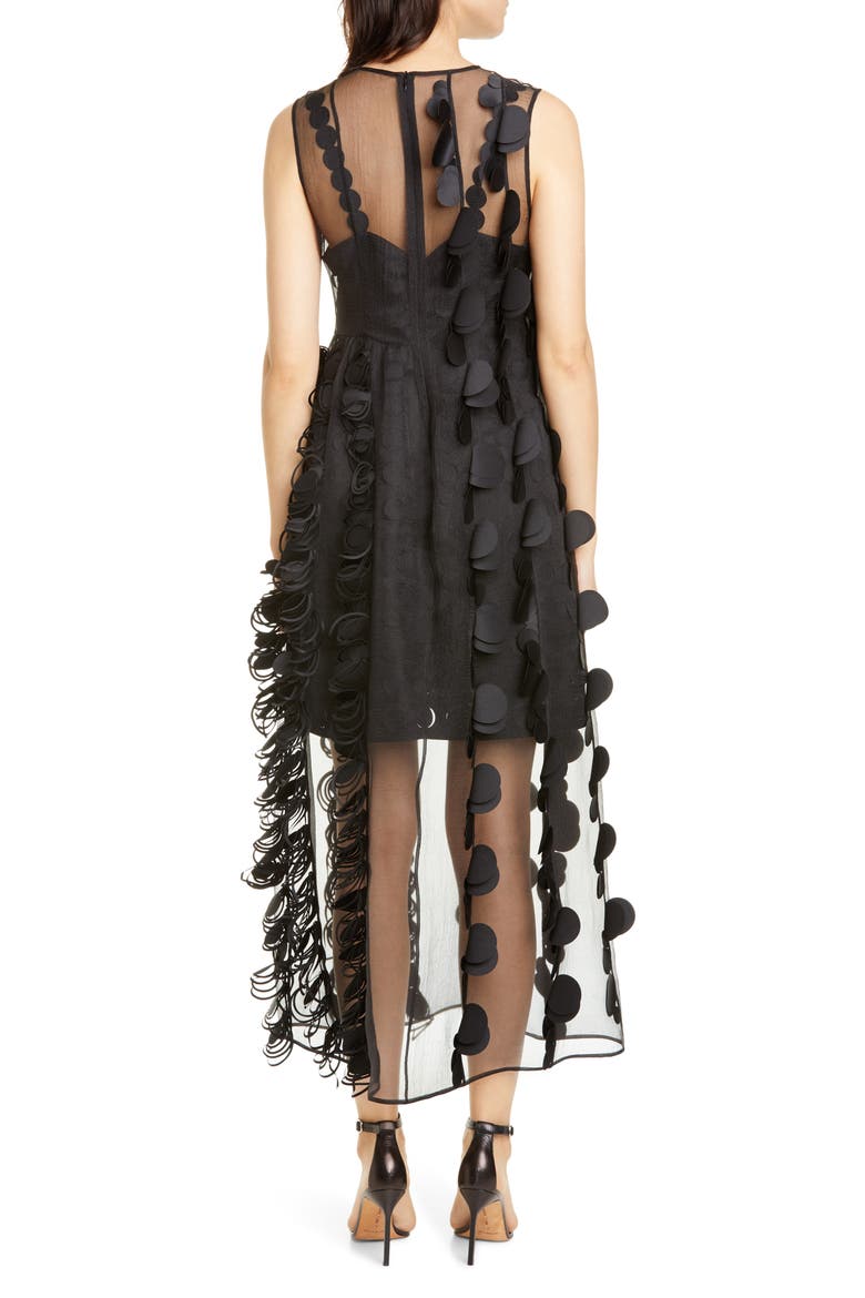 Laser Cut Dot Organza Midi Dress, Alternate, color, BLACK