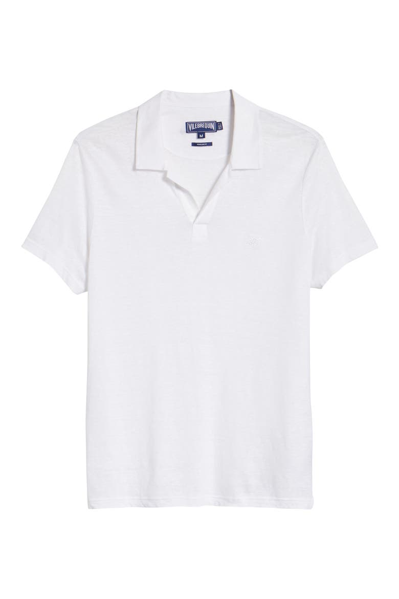 Men's Solid Linen Jersey Polo Shirt, Alternate, color, WHITE