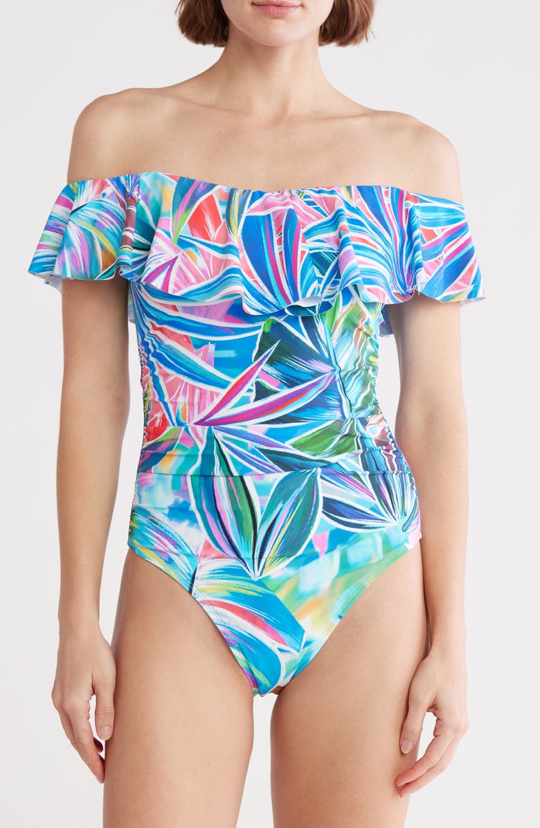 La Blanca Palm Convertible One-Piece Swimsuit, Alternate, color, Multi