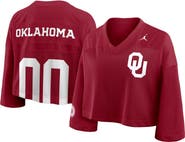 Jordan Brand Women's Jordan Brand Crimson Oklahoma Sooners Cropped Mesh Dri-FIT Fashion Jersey