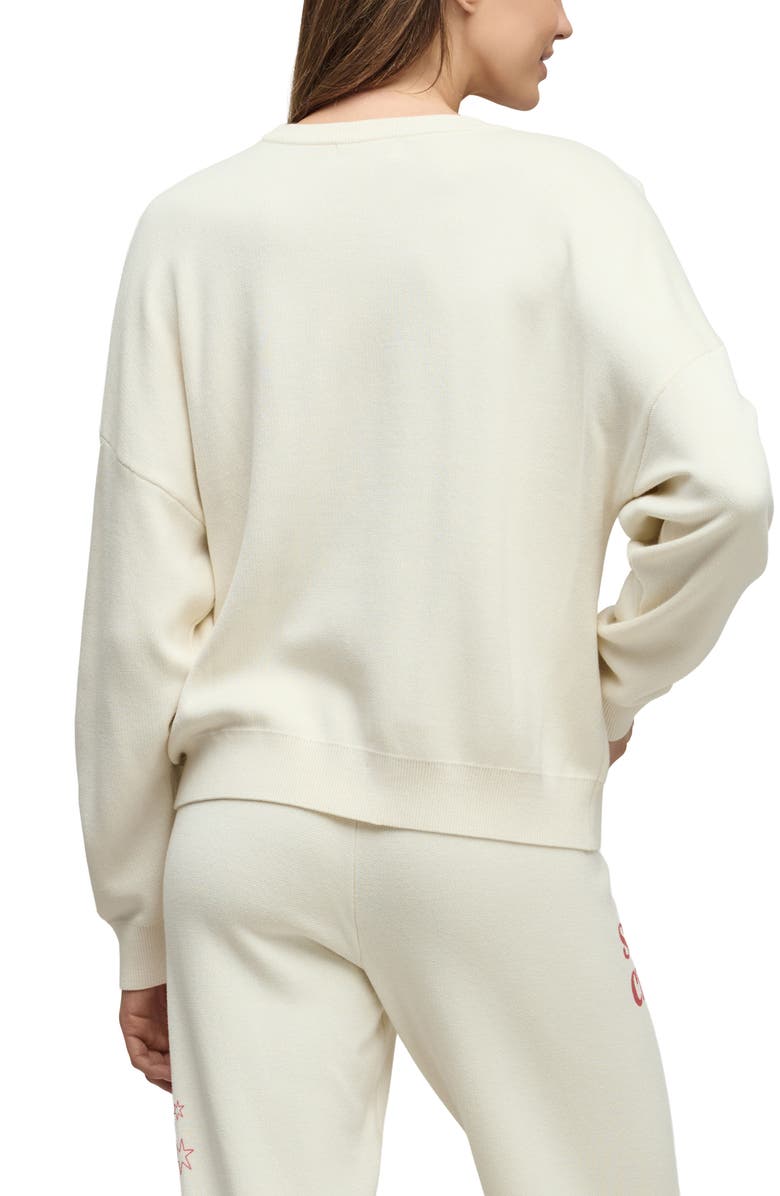 Barefoot Dreams<sup>®</sup> Smiley Sun Stars CozyChic Ultra Lite<sup>®</sup> Sweatshirt, Alternate, color, Cream-Light Poppy Red