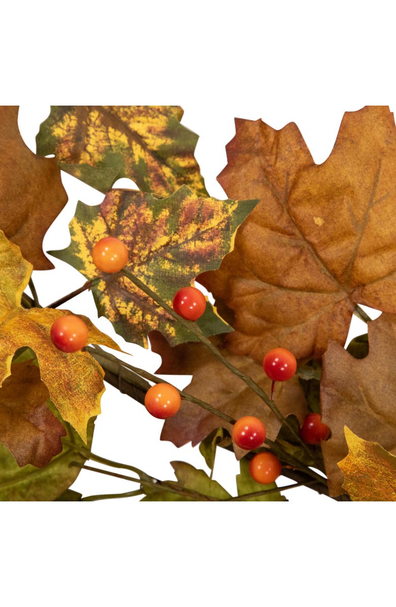 Northlight Maple Leaves and Berries Artificial Fall Harvest Garland - 5' x 8" - Brown and Orange, Alternate, color, Brown